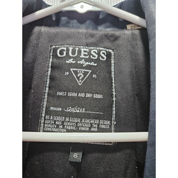 Vintage y2k 90's Guess Black Blue Tuxedo-Collar Blazer Single Button Y2K Size 6 - Picture 2 of 12